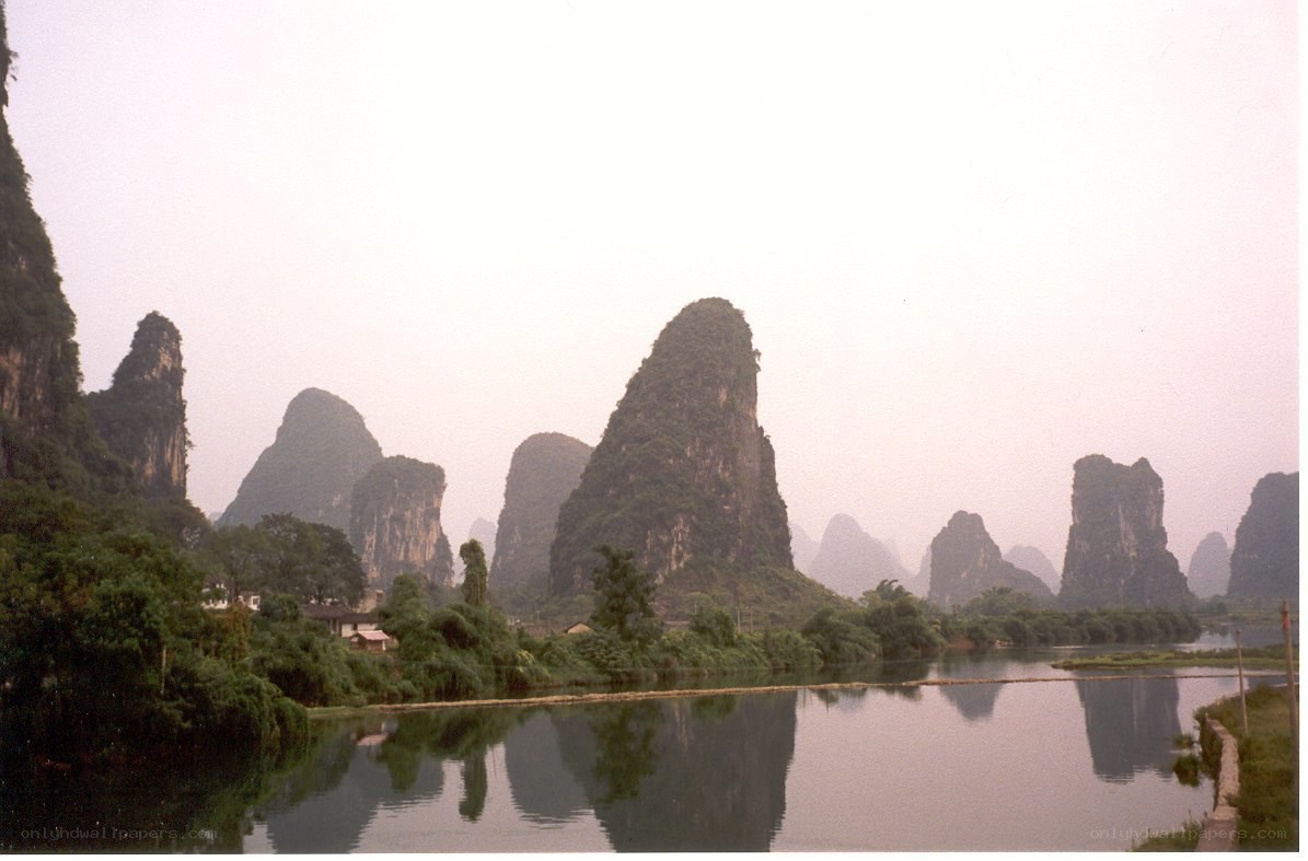 Karst landscape by a river