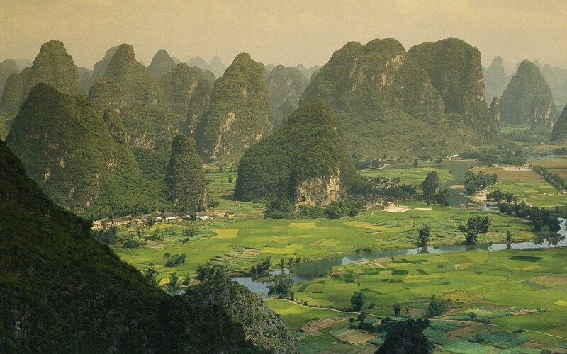 Karst landscape with rice fields