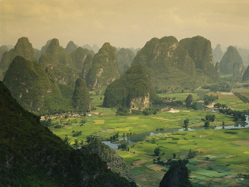 Karst landscape with rice fields