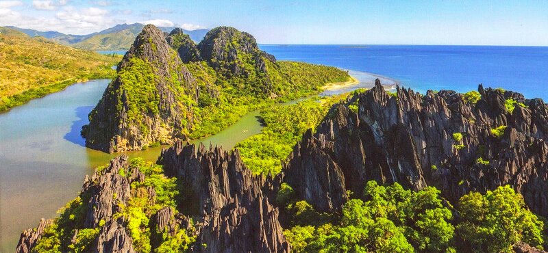 Karst Landscape with River — Green, Serene