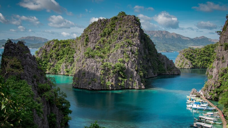 Karst Limestone Islands — Blue, Serene, Afternoon, Photograph, Boats