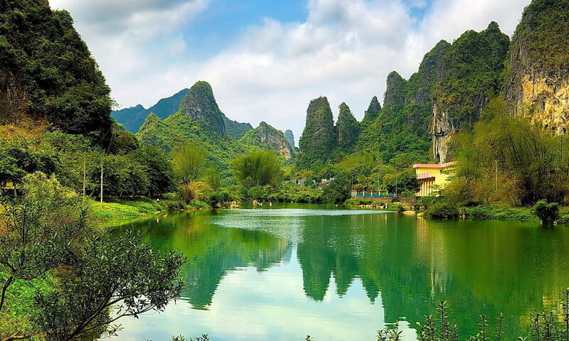 Karst Mountains and Lake