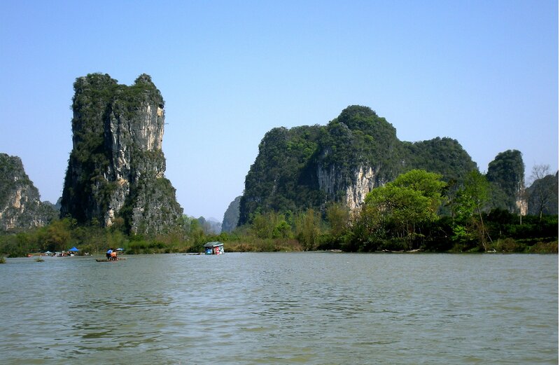 Karst Mountains and River — Blue