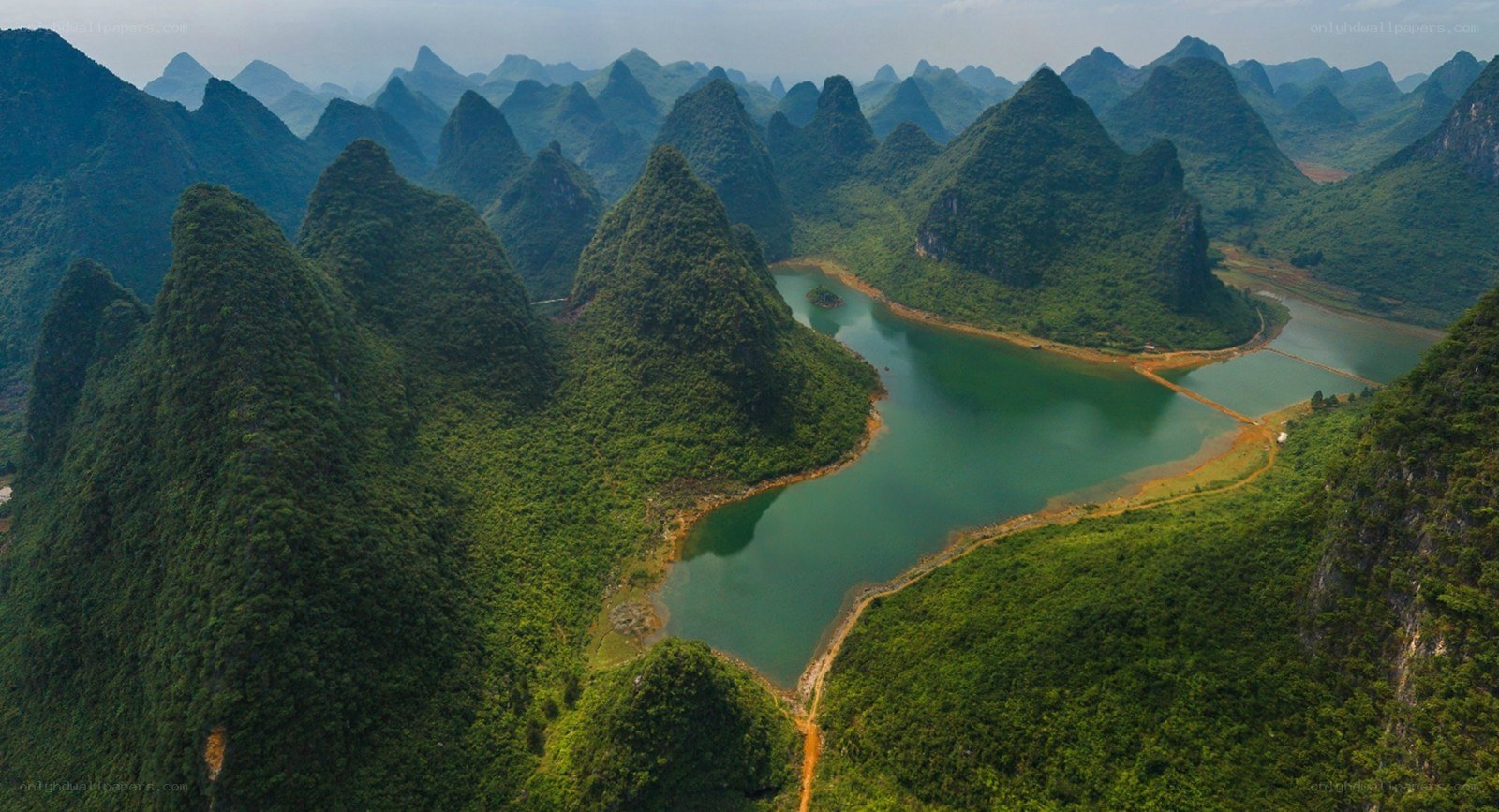 Karst mountains and river landscape