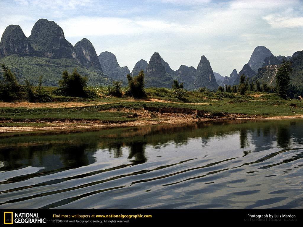 Karst mountains and river landscape