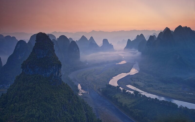 Karst Mountains and River — Orange