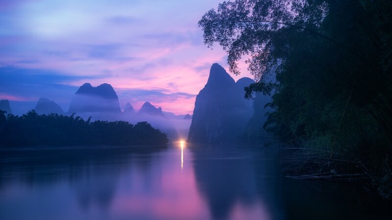 Karst Mountains at Dawn — Purple