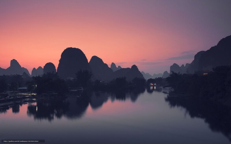 Karst Mountains at Dusk — Purple