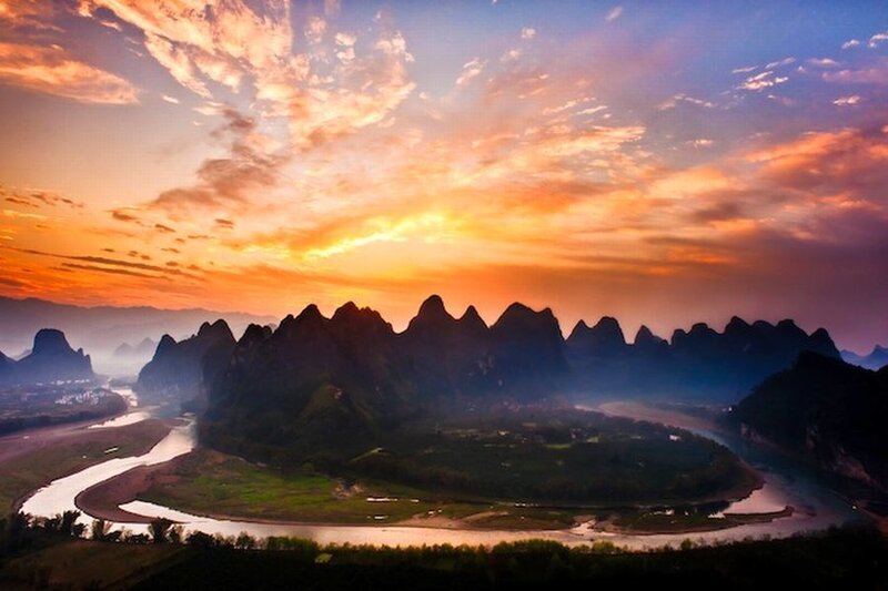 Karst Mountains at Sunset — Orange