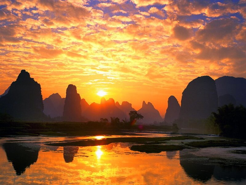 Karst Mountains at Sunset