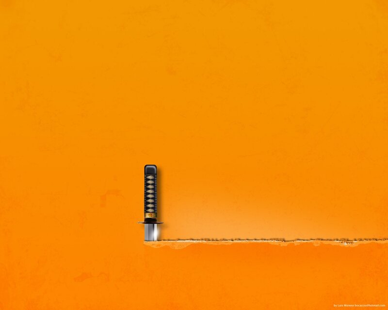 Katana in Orange Wall — Dramatic
