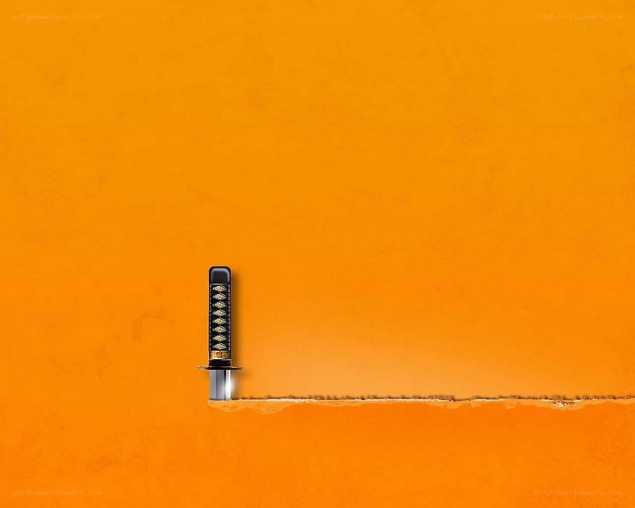 Katana in orange wall