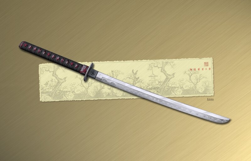 Katana on decorative paper