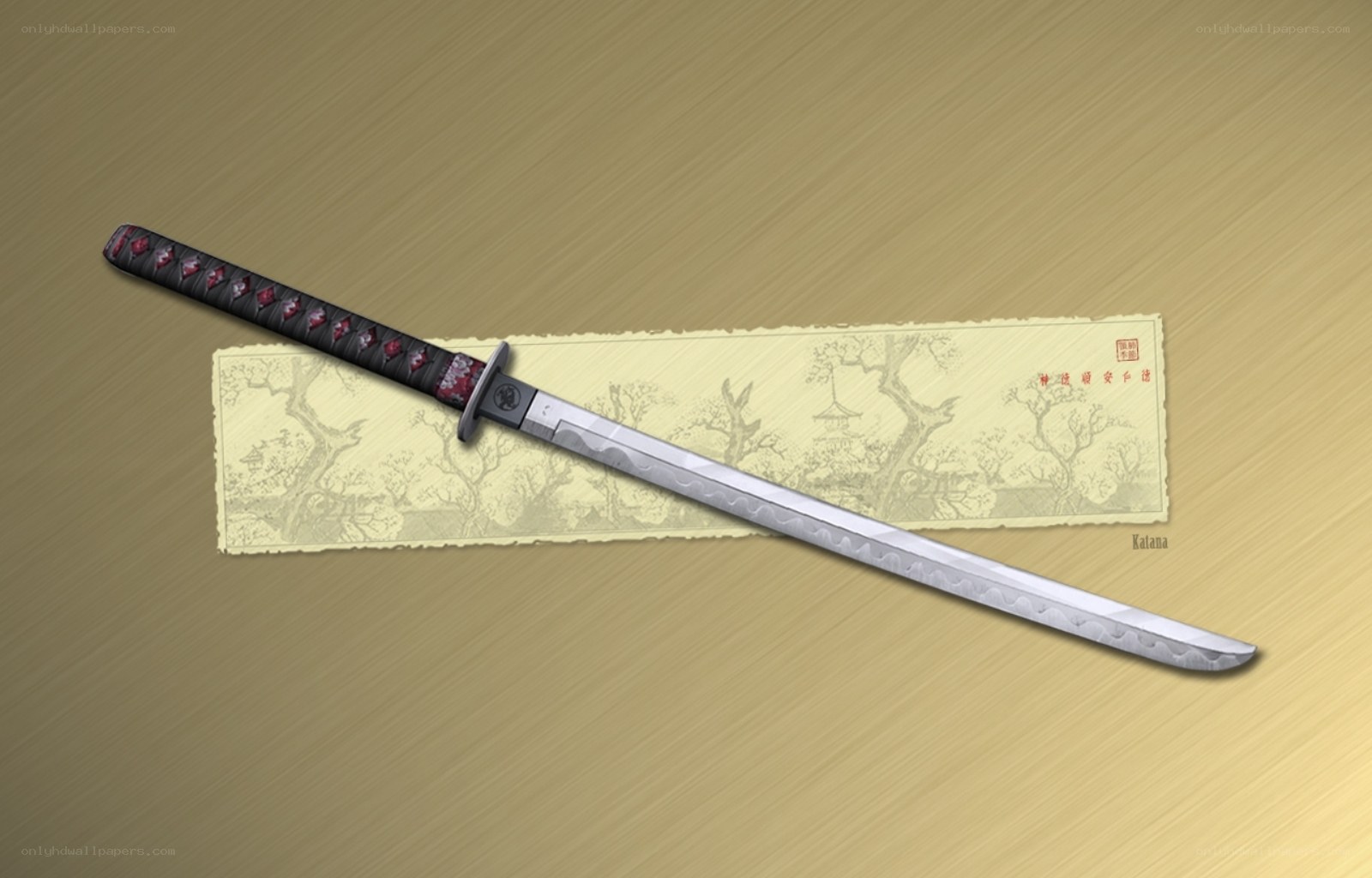 Katana on decorative paper