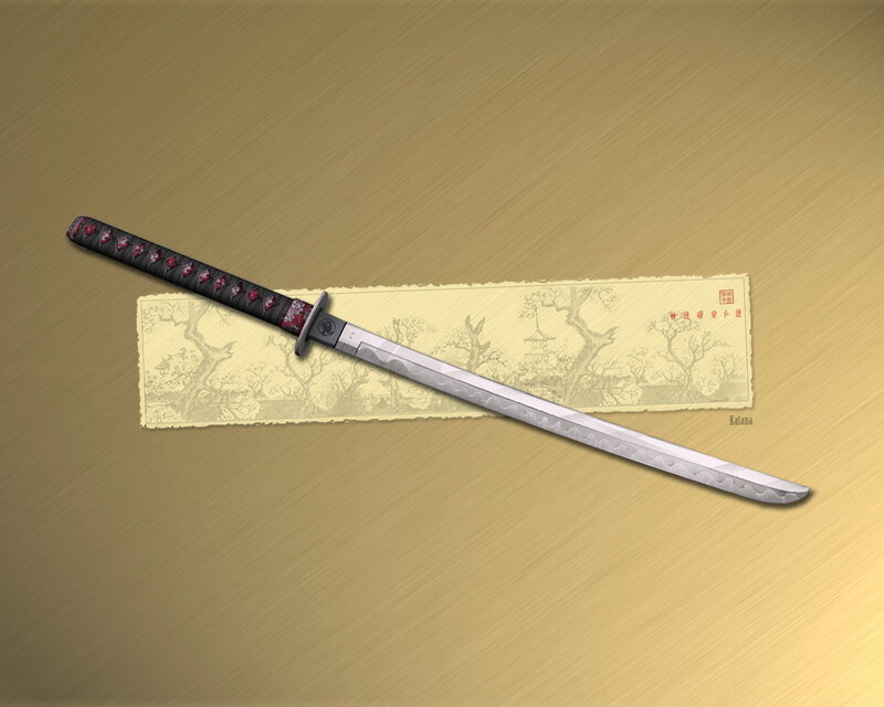 Katana on decorative paper
