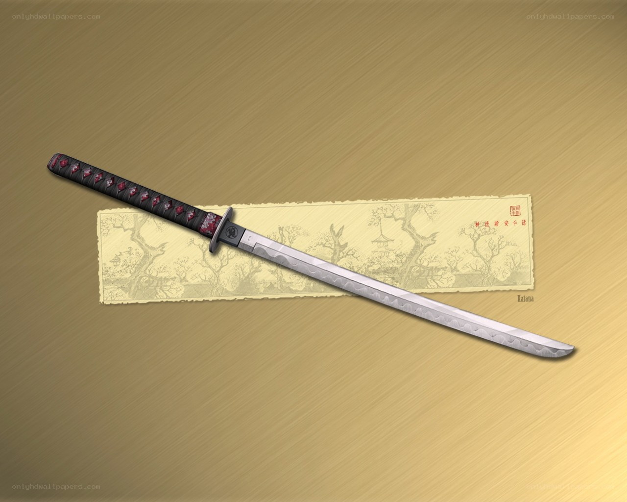 Katana on decorative paper