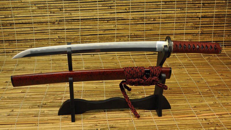 Katana on Display Stand — Brown