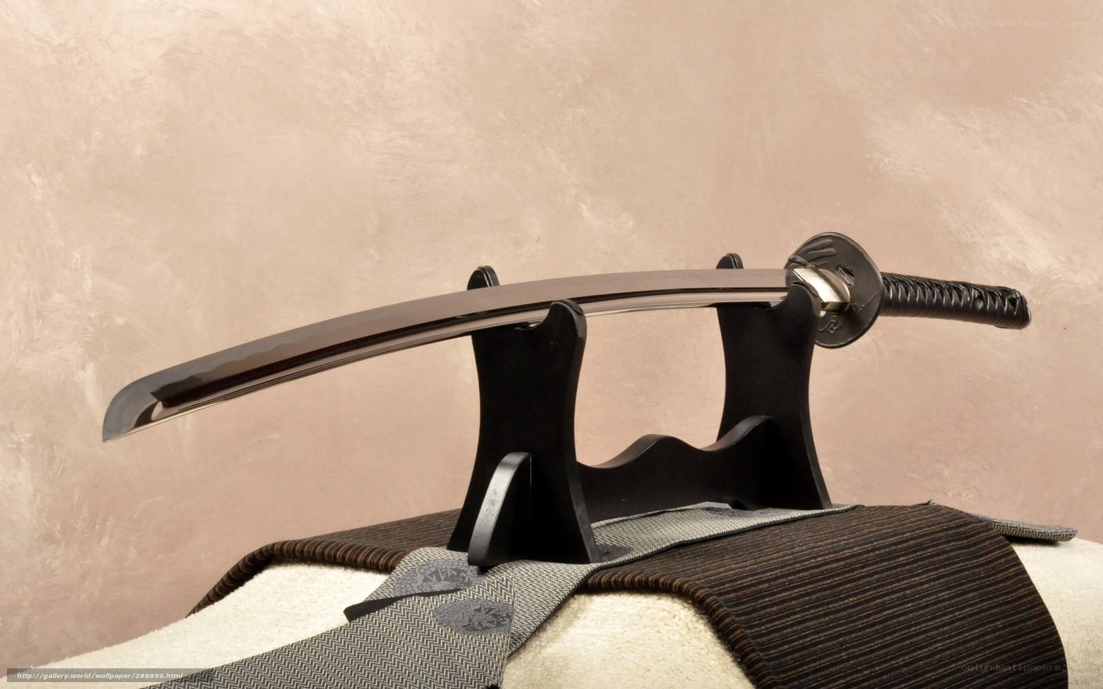 Katana on display stand