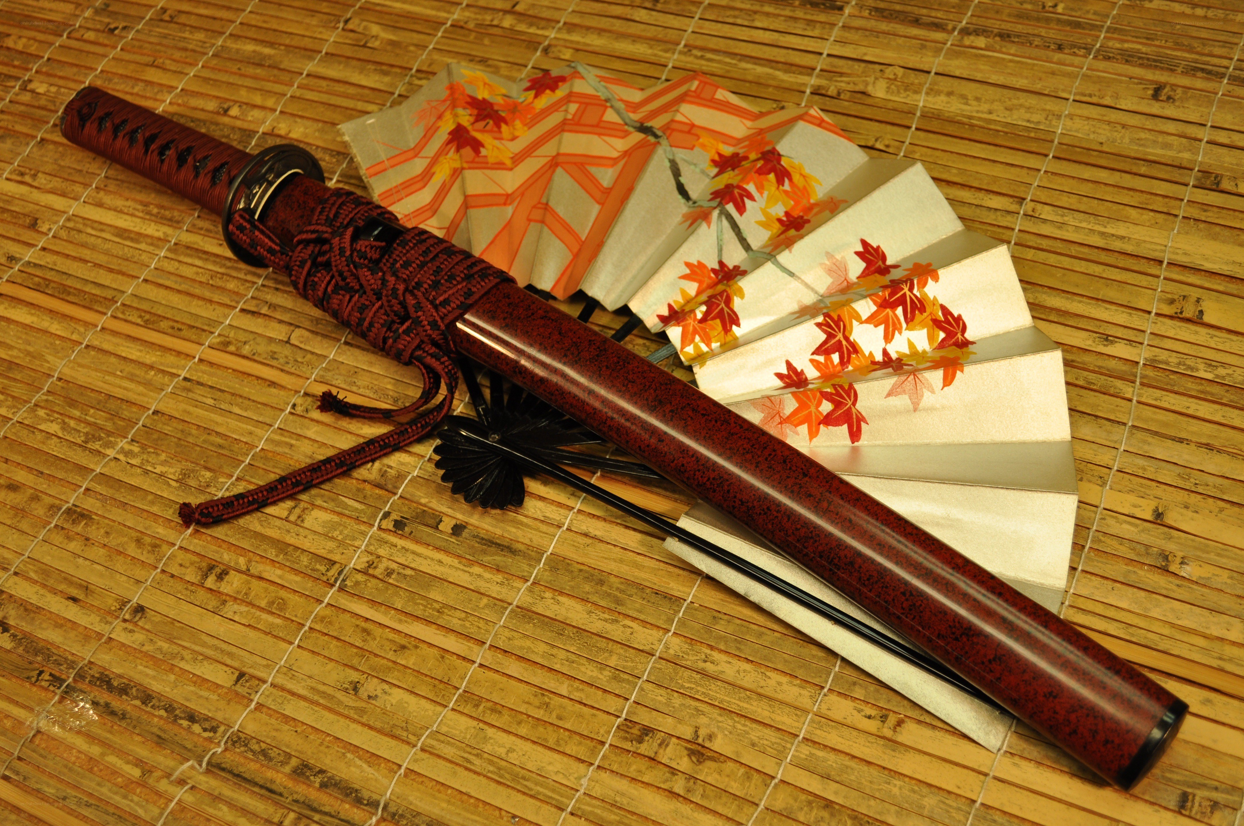 Katana with autumn fan