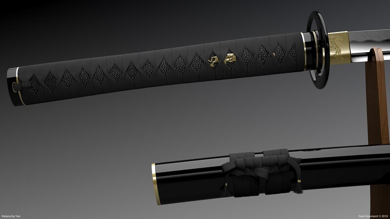 Katana with black handle