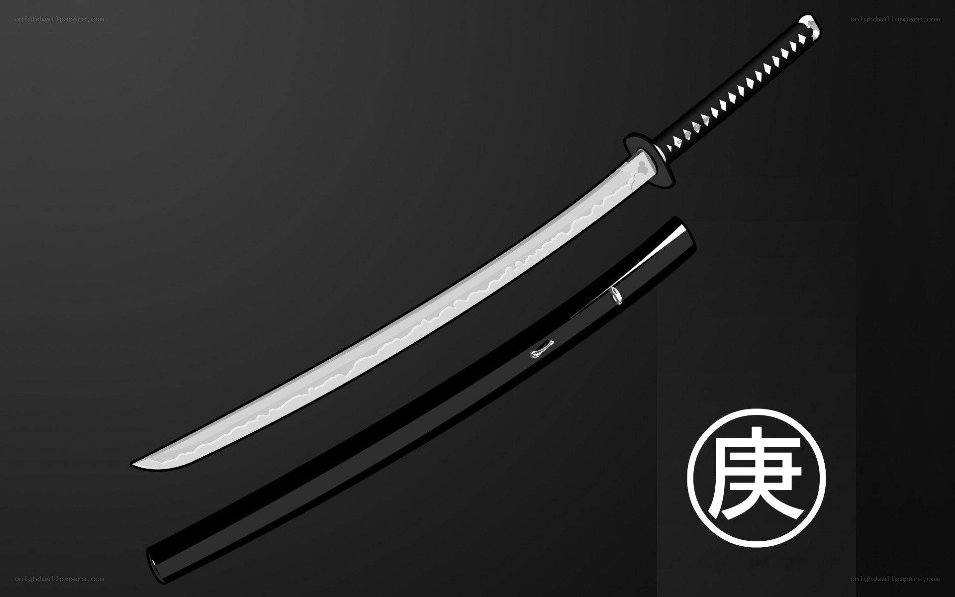 katana with kanji symbol