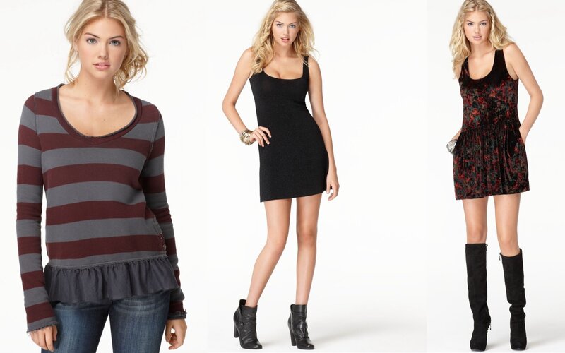Kate Upton in three outfits