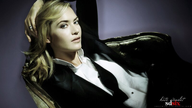 Kate Winslet in a black suit