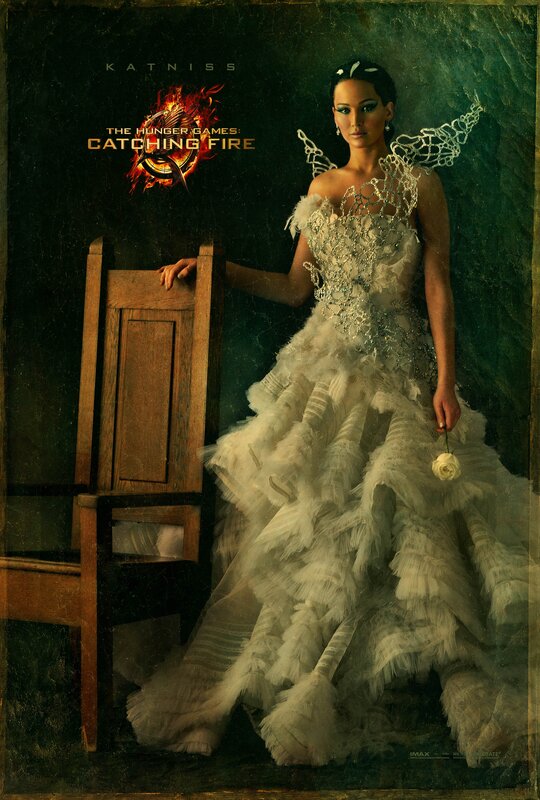 Katniss in a white gown