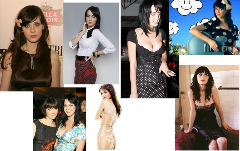 Katy Perry and Zooey Deschanel collage