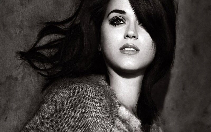 Katy Perry black and white portrait