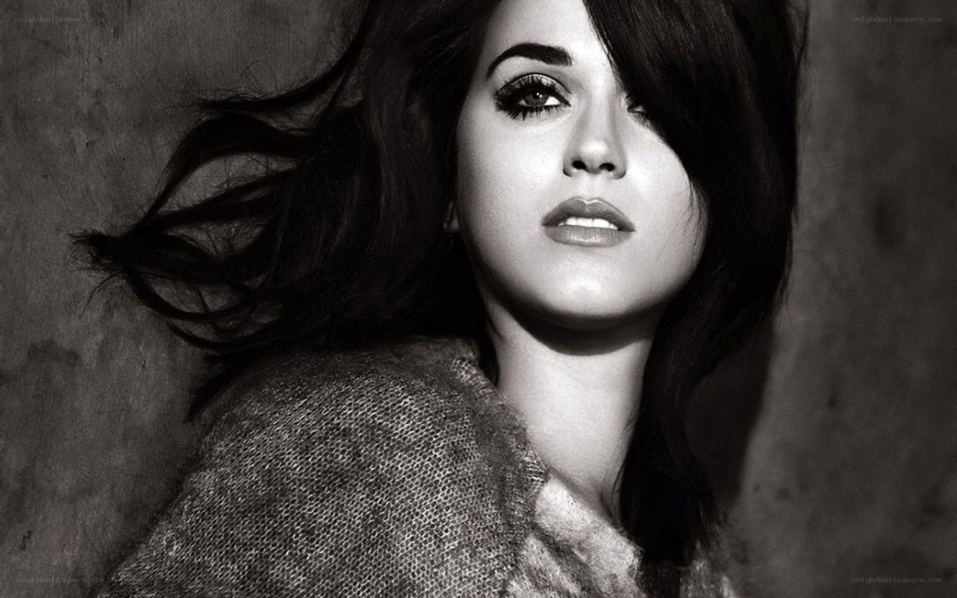 Katy Perry black and white portrait