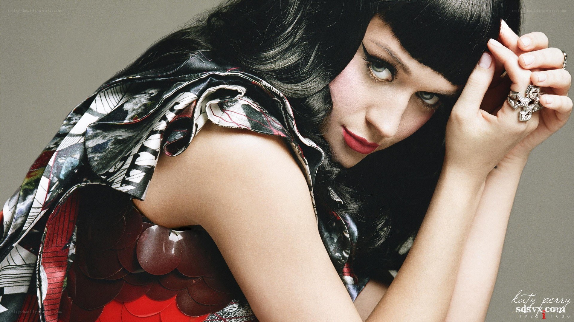 Katy Perry in a patterned dress