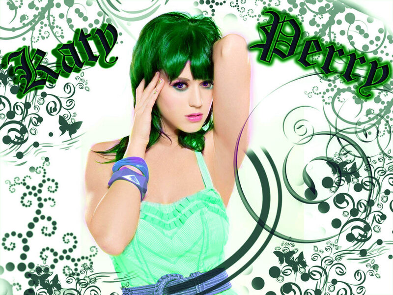 Katy Perry with green hair