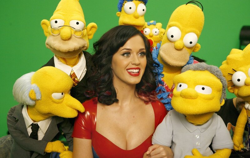 Katy Perry with The Simpsons puppets