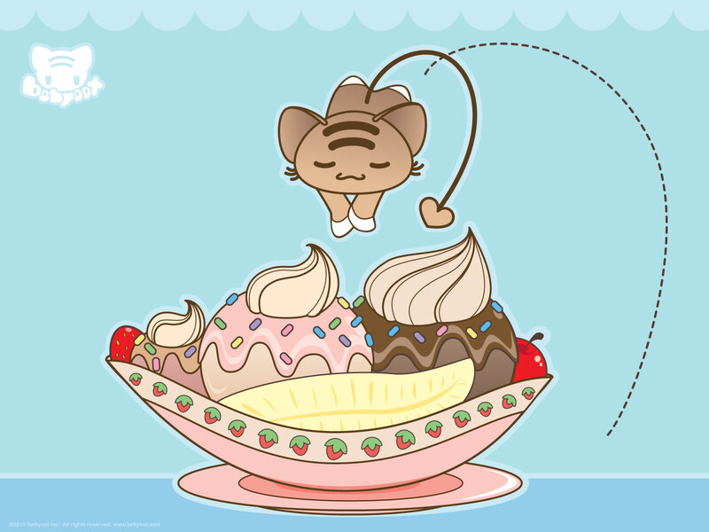 kawaii cat banana split