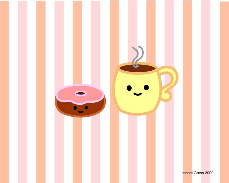 kawaii donut and coffee