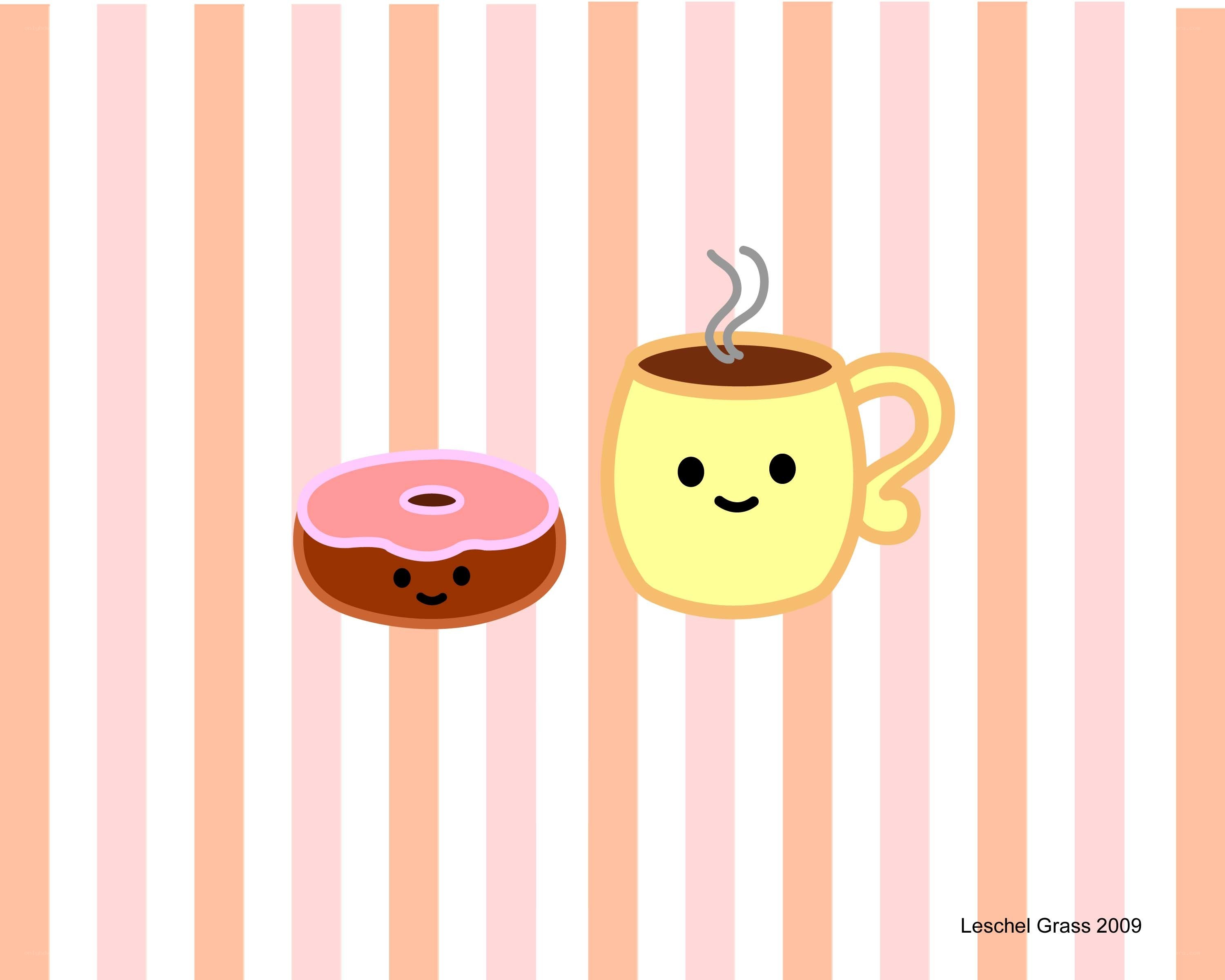 kawaii donut and coffee