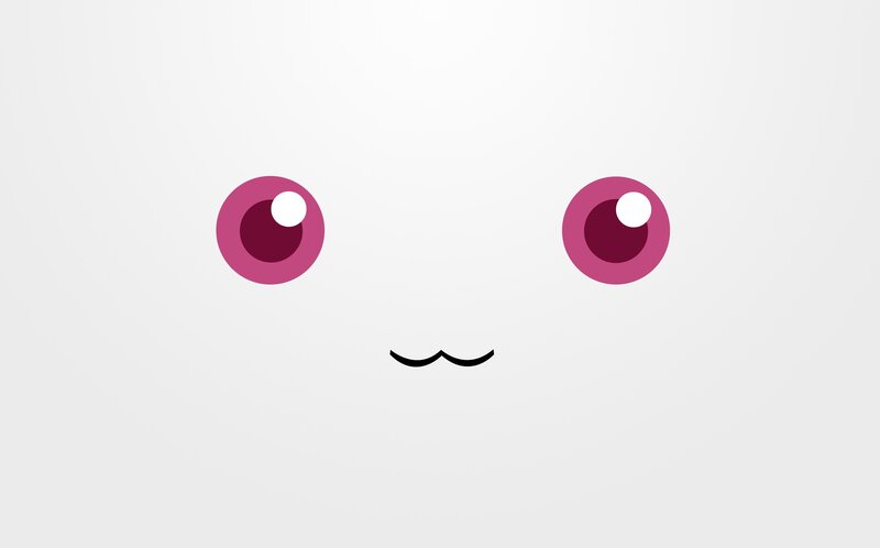 kawaii face with pink eyes
