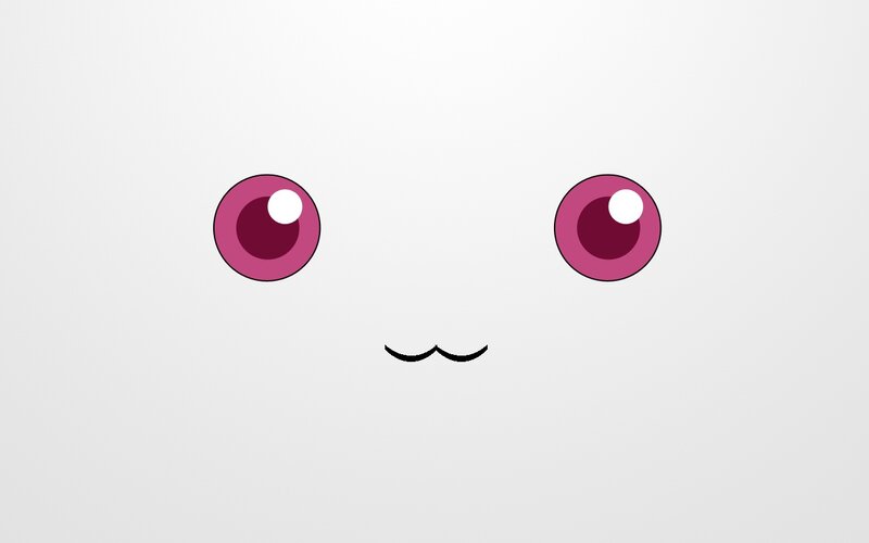 Kawaii Face with Pink Eyes — White, Neutral