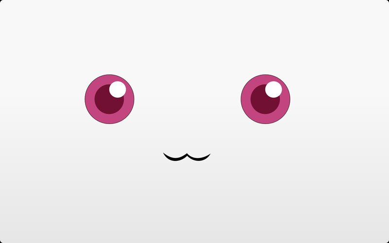 Kawaii Face with Pink Eyes — White, Neutral, Vector Art