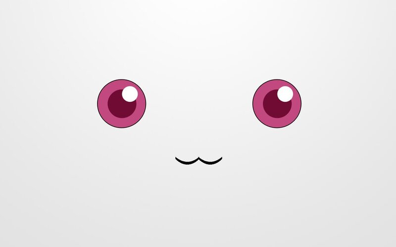 Kawaii Face with Pink Eyes — White