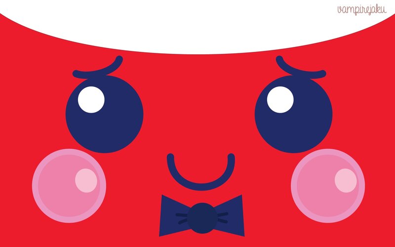 kawaii red character face