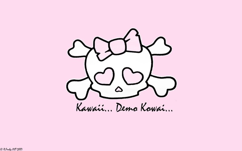 kawaii skull with bow