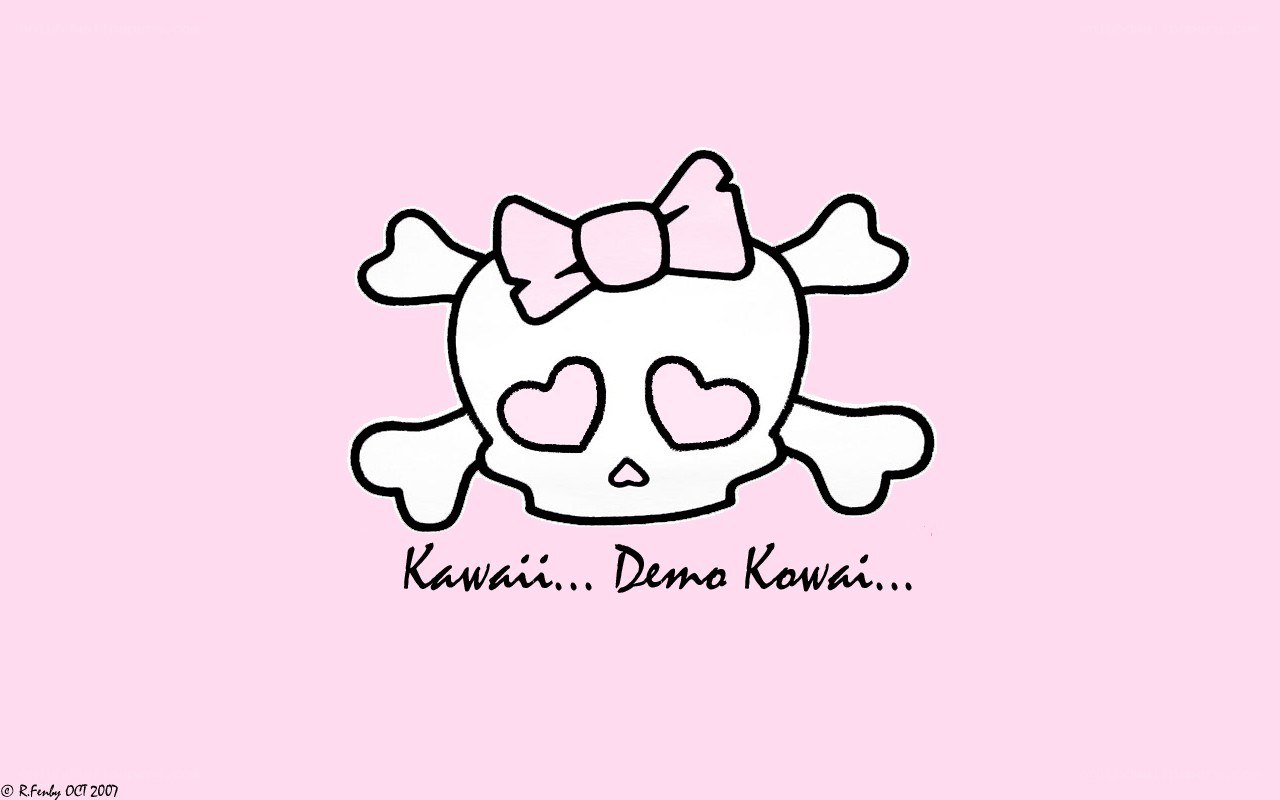 kawaii skull with bow