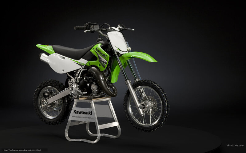 Kawasaki dirt bike on stand