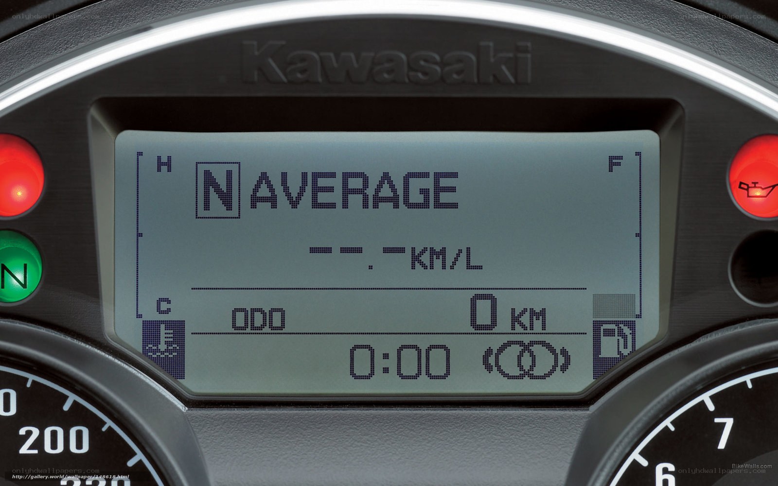 Kawasaki motorcycle dashboard display