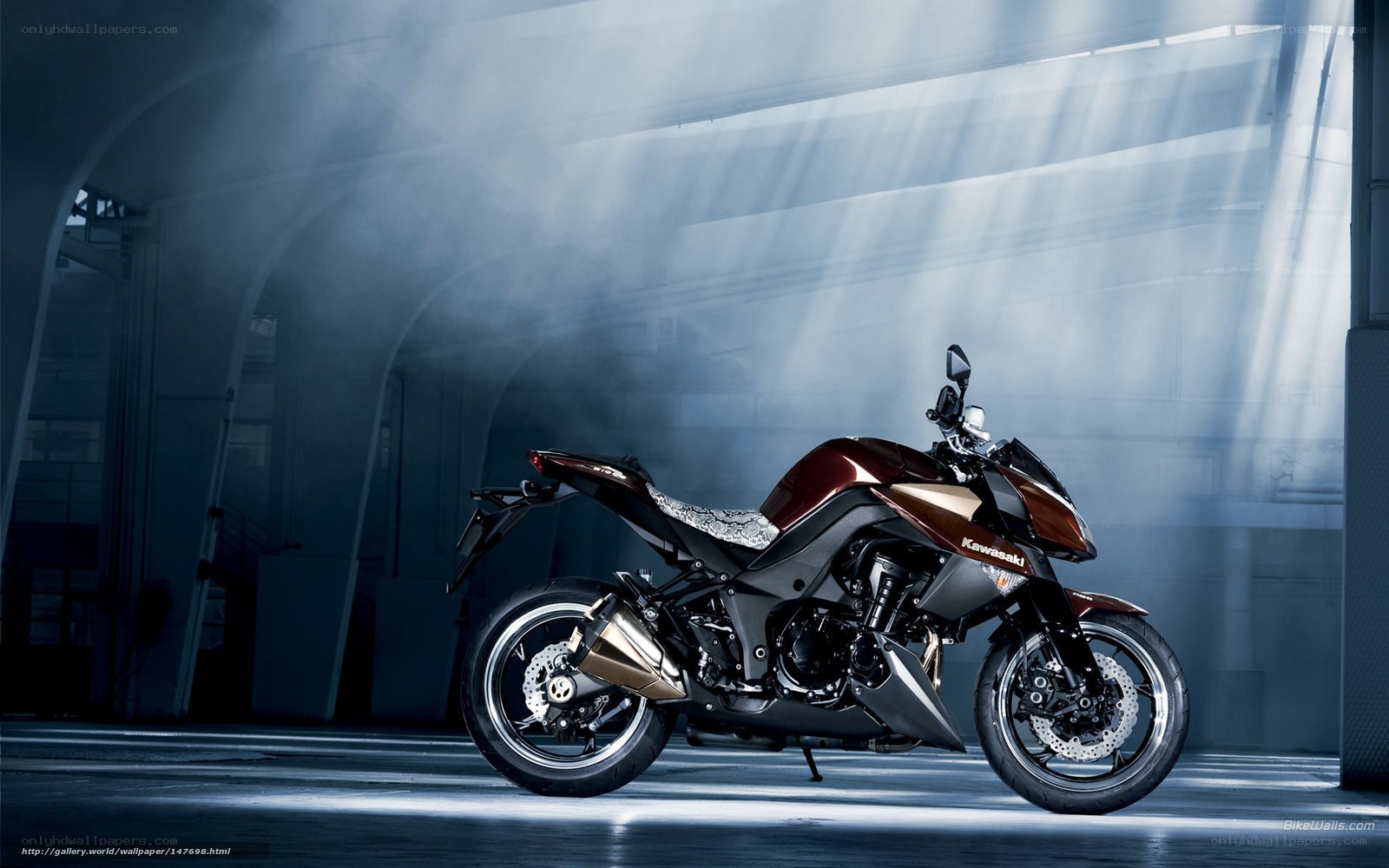 Kawasaki motorcycle in a studio