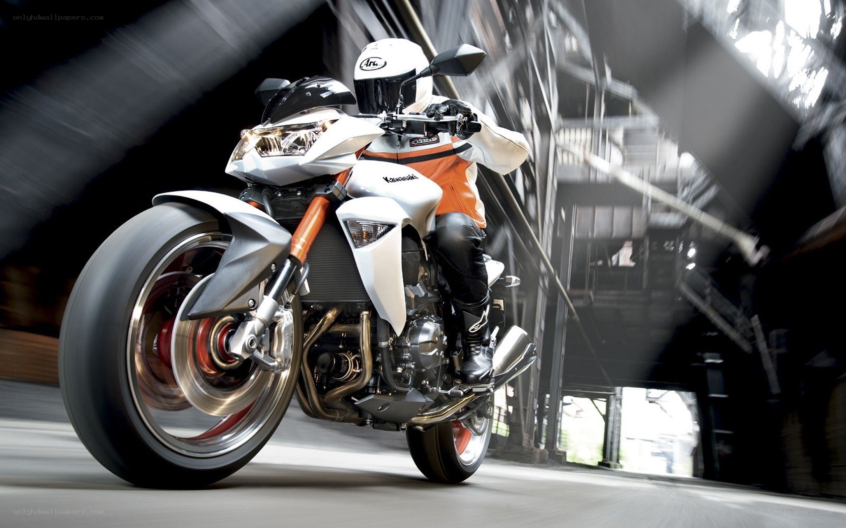 Kawasaki motorcycle in motion