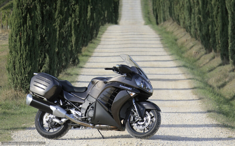 Kawasaki motorcycle on a country road
