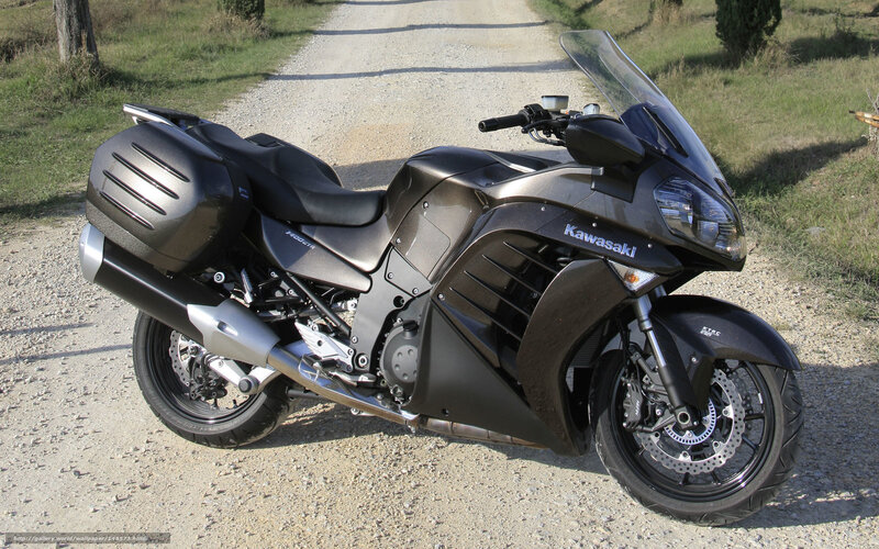 Kawasaki motorcycle on gravel path